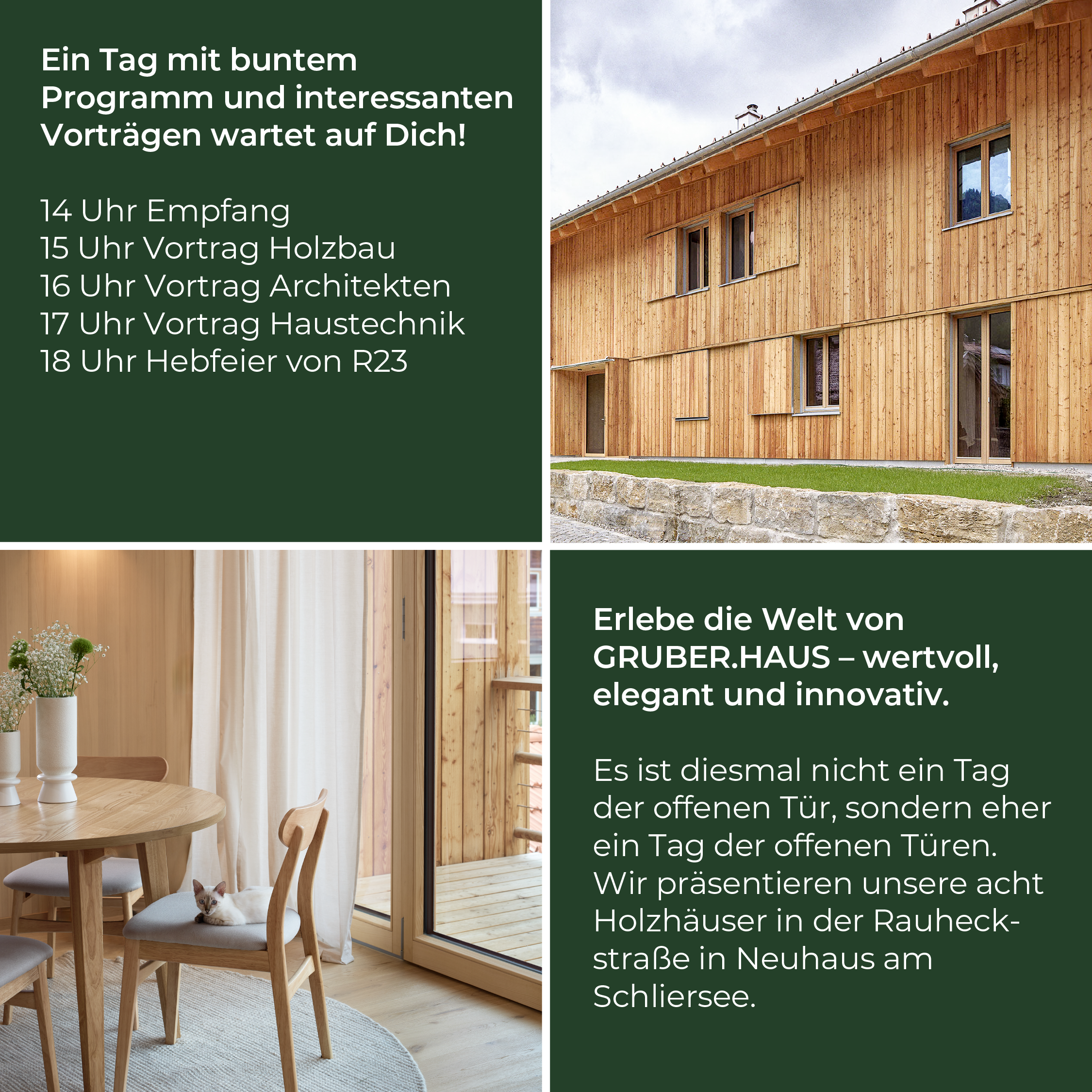 Einladung Tag der offenen Tür Holzhaus Gruberhaus Neuhaus