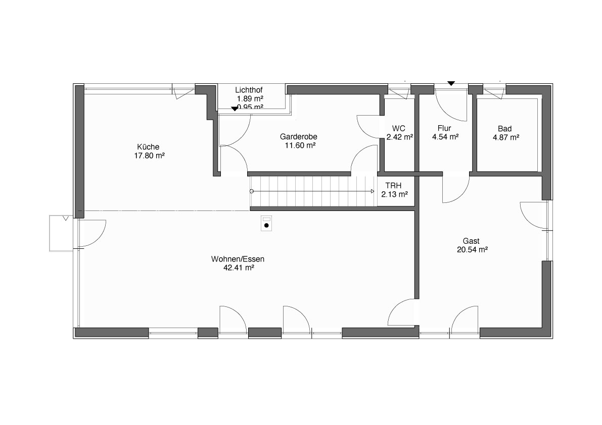 Grundriss des Erdgeschoss im Designhaus