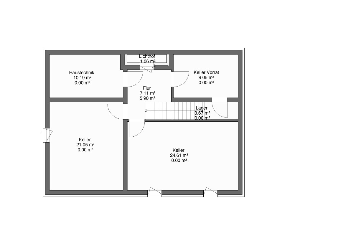 Grundriss des Kellergeschoss im Designhaus